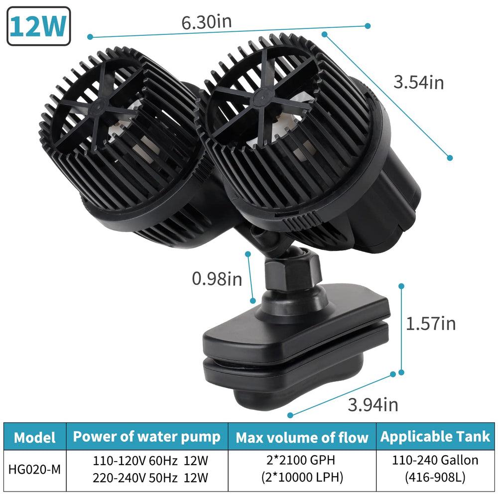 Hygger silent, low-vibration pump for quiet operation in large tanks.