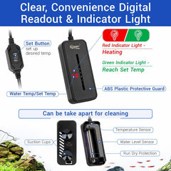 hygger small submersible heater led display shows real time temperature for precise control