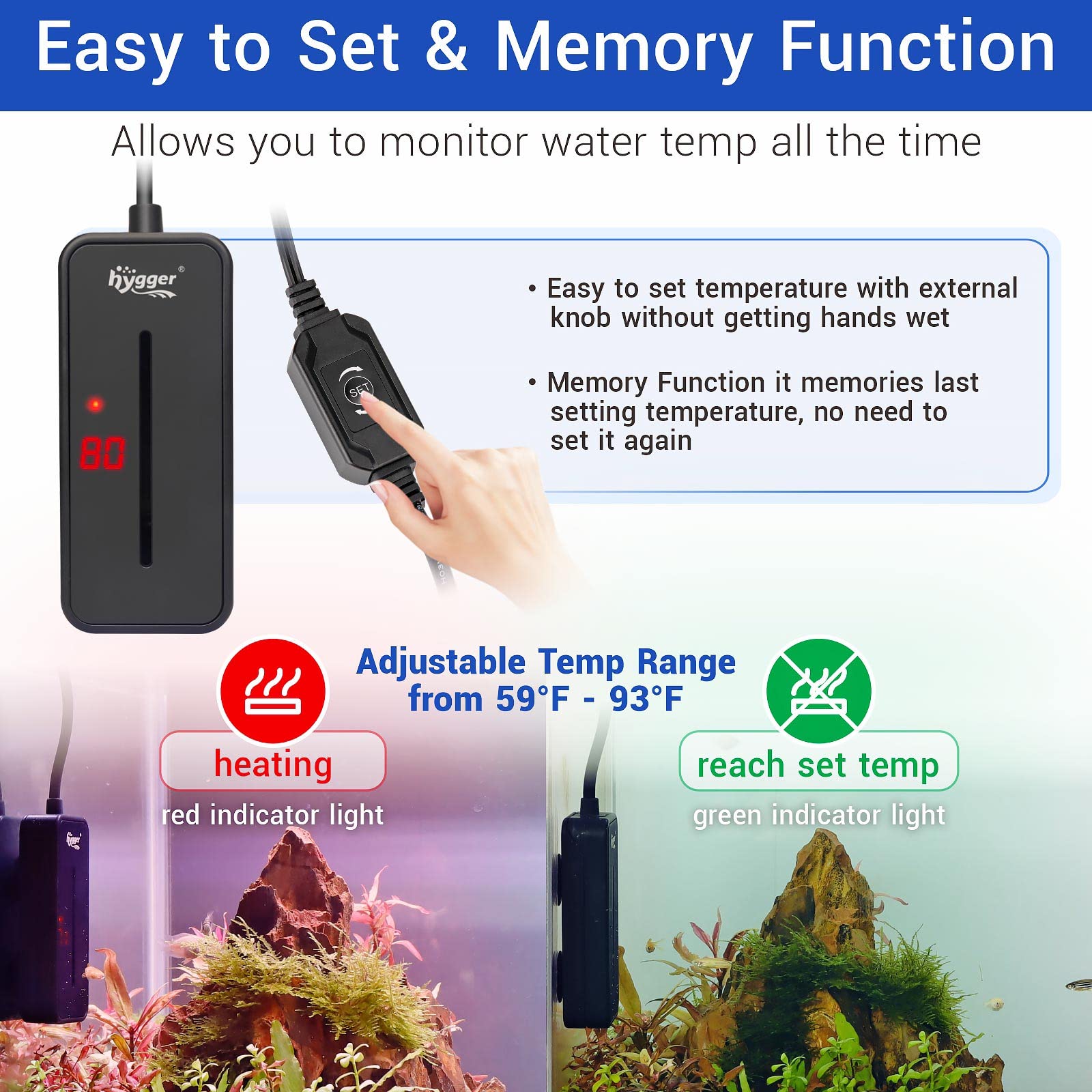 hygger small-submersible heater safety shut-off auto protects livestock when not fully submerged