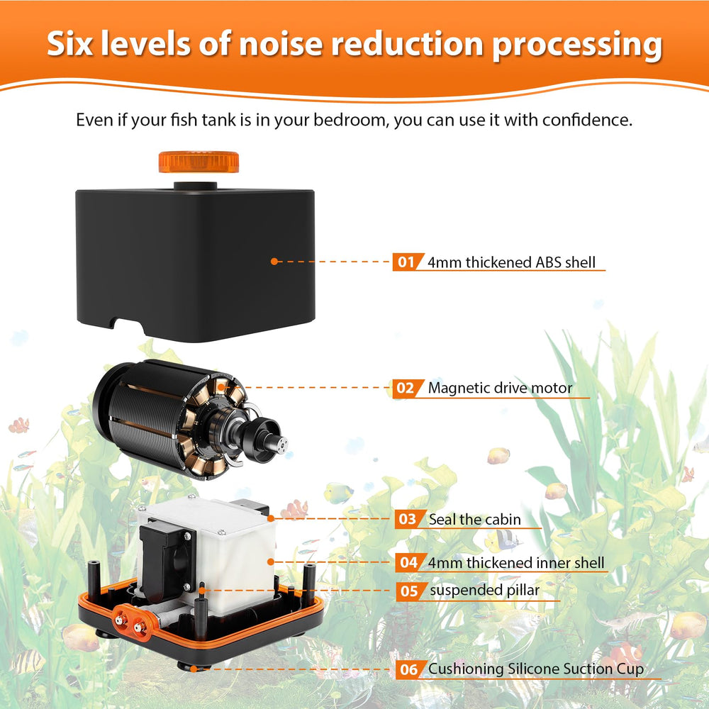 hygger quiet-operation air pump with magnetic bearings for tranquil tanks