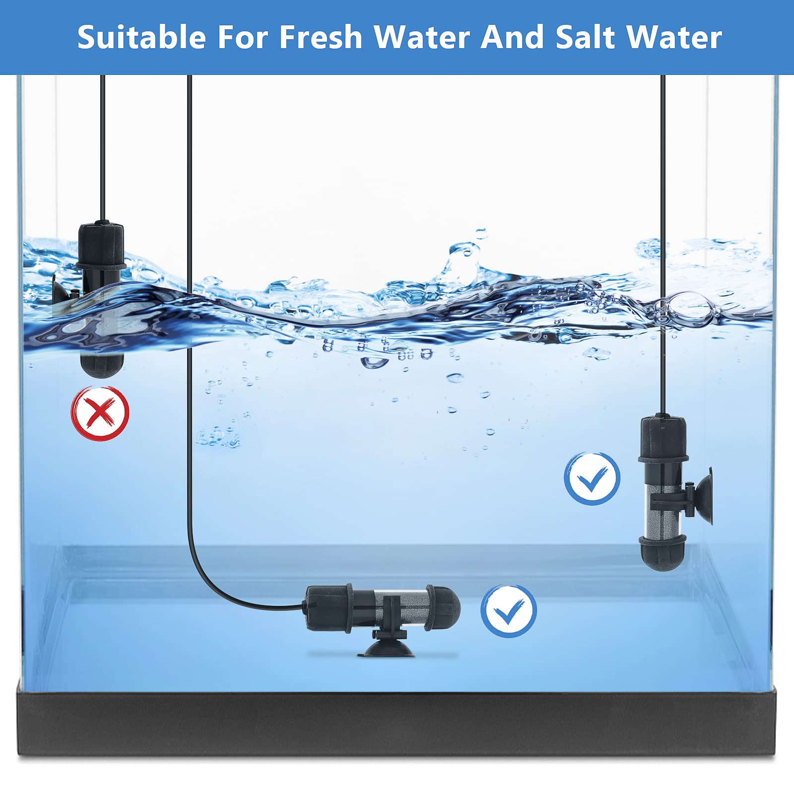 hygger submersible heater fits discreetly in small tanks.