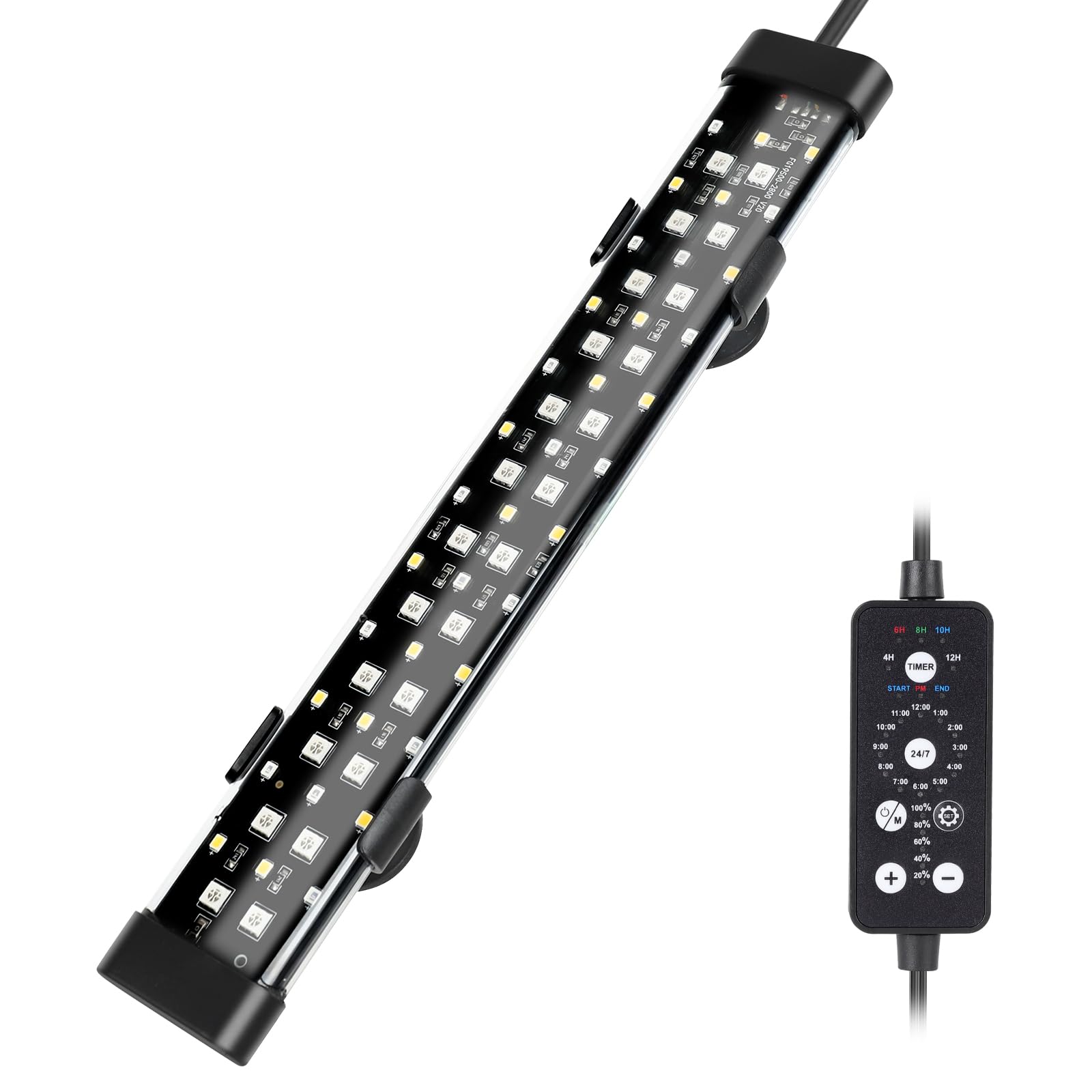 hygger submersible LED light top view, vivid full-spectrum lighting for a striking tank