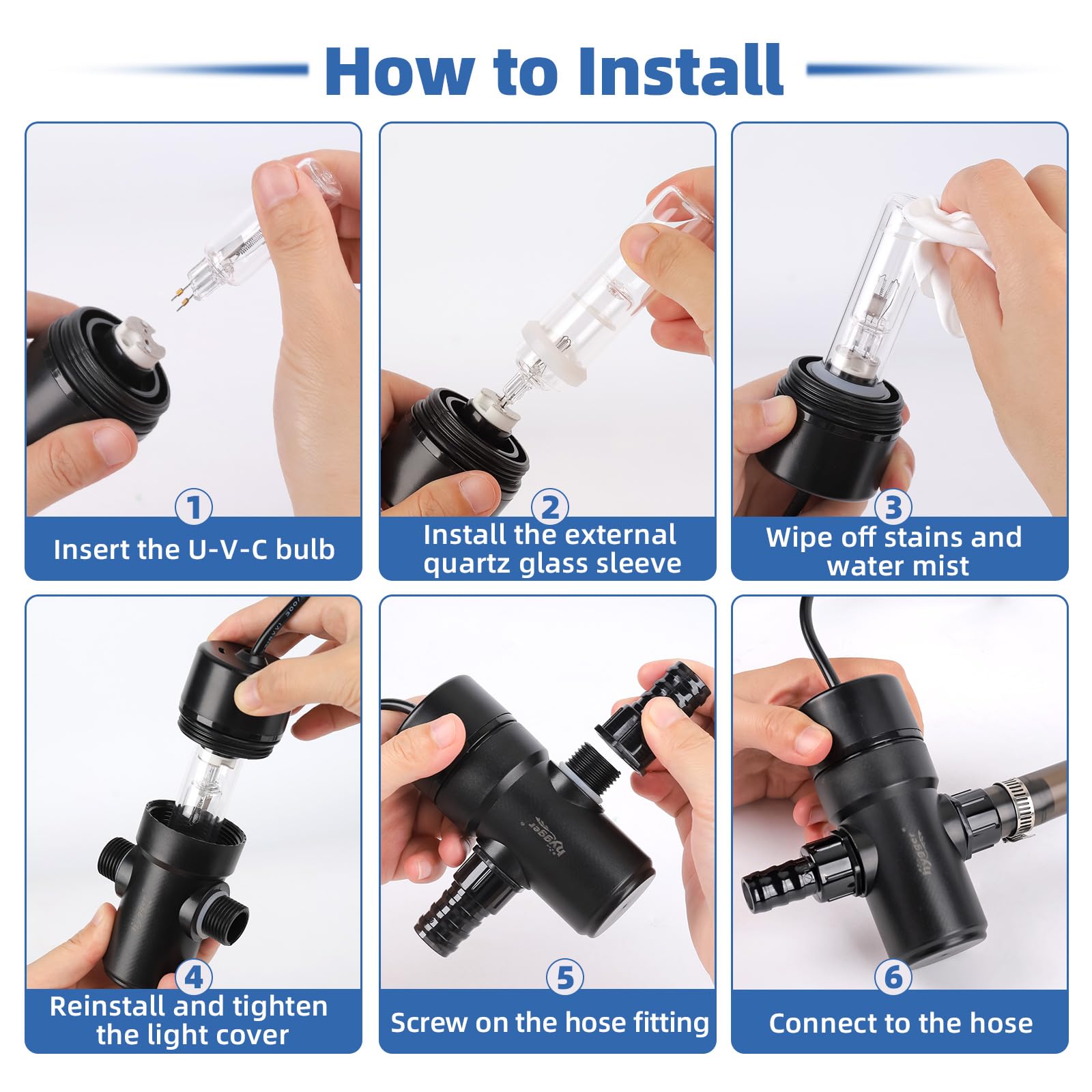 hygger submersible U-V light suitable for various tank setups.