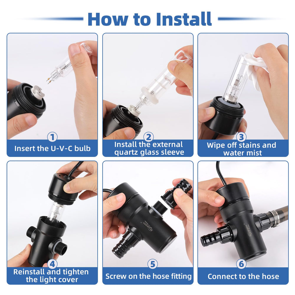 hygger submersible U-V light suitable for various tank setups.