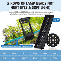 Hygger light’s thick aluminum body provides efficient heat dissipation.
