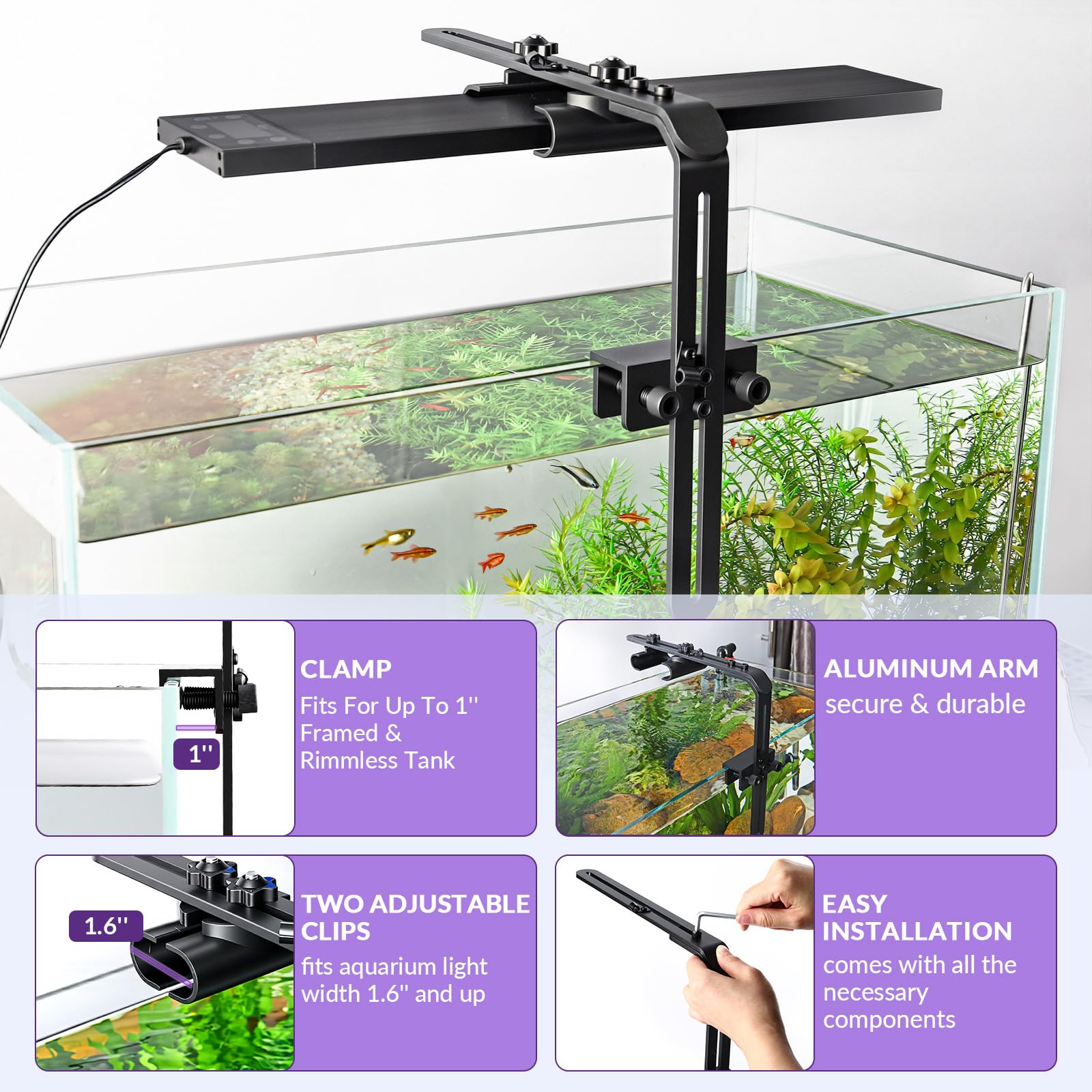 Hygger light riser aluminum body resists corrosion in freshwater and saltwater
