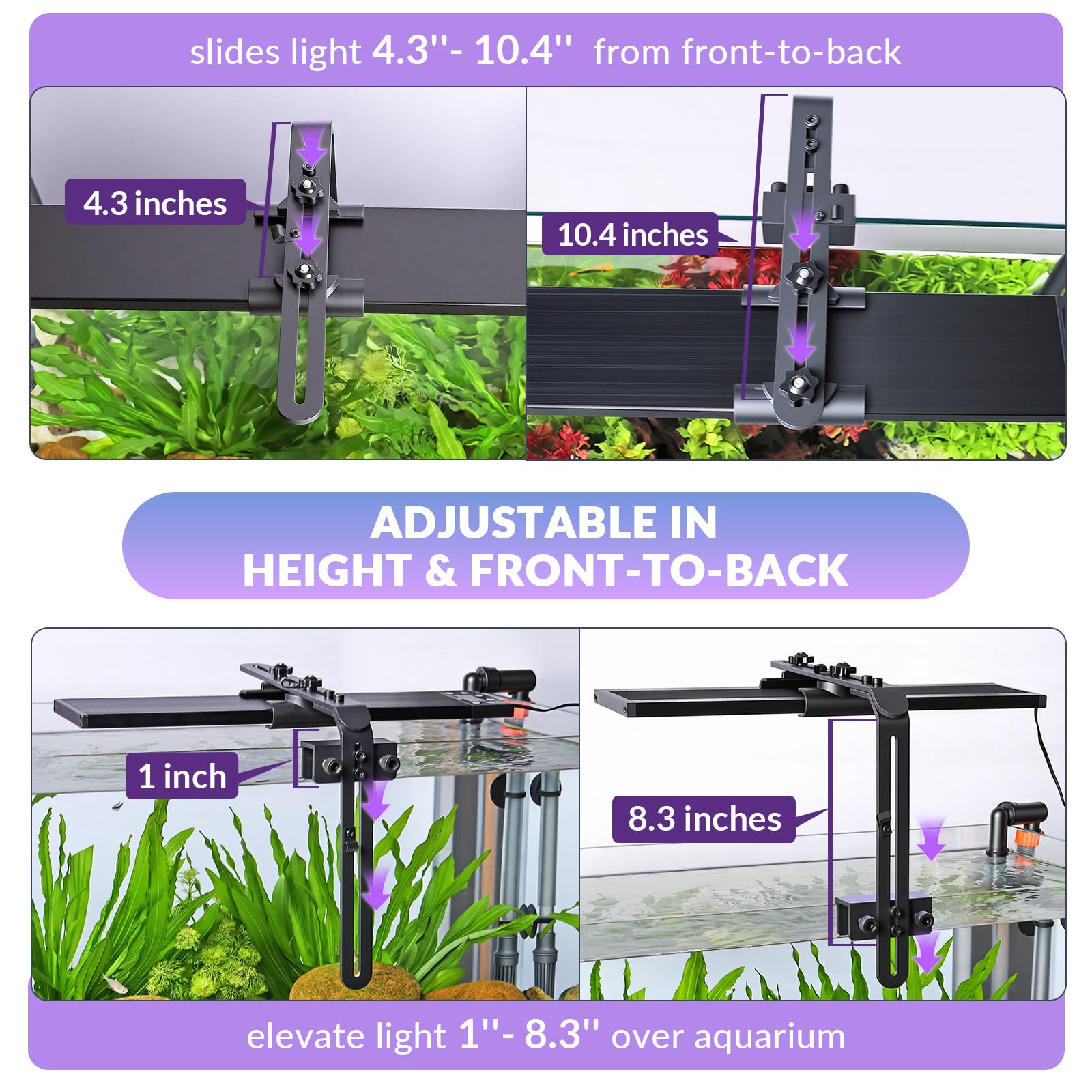 Hygger universal light riser elevated over tank delivers wider light spread