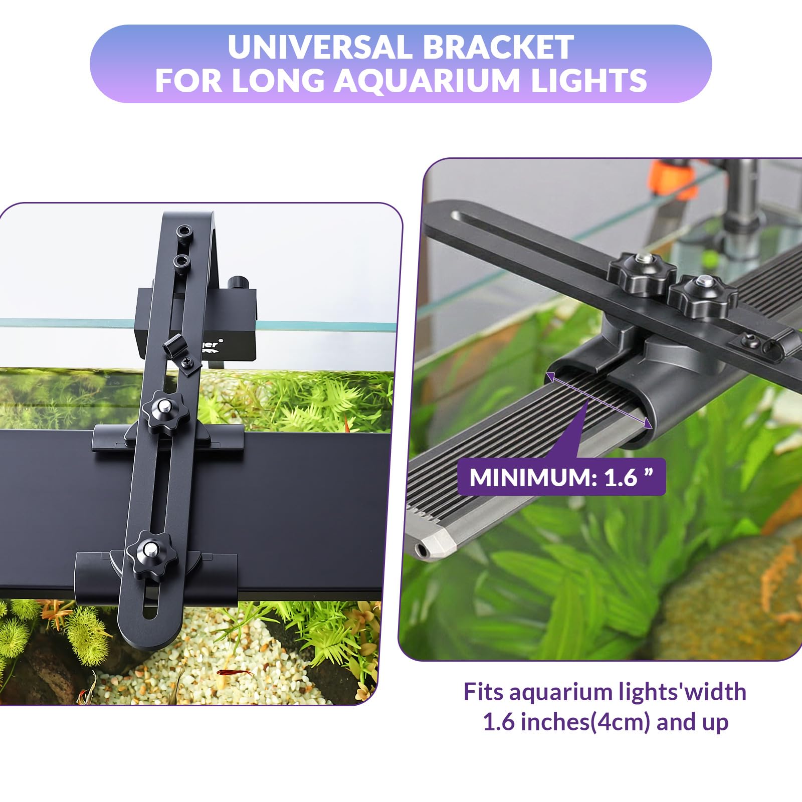 Hygger universal light riser side view highlights clamp design for secure attachment