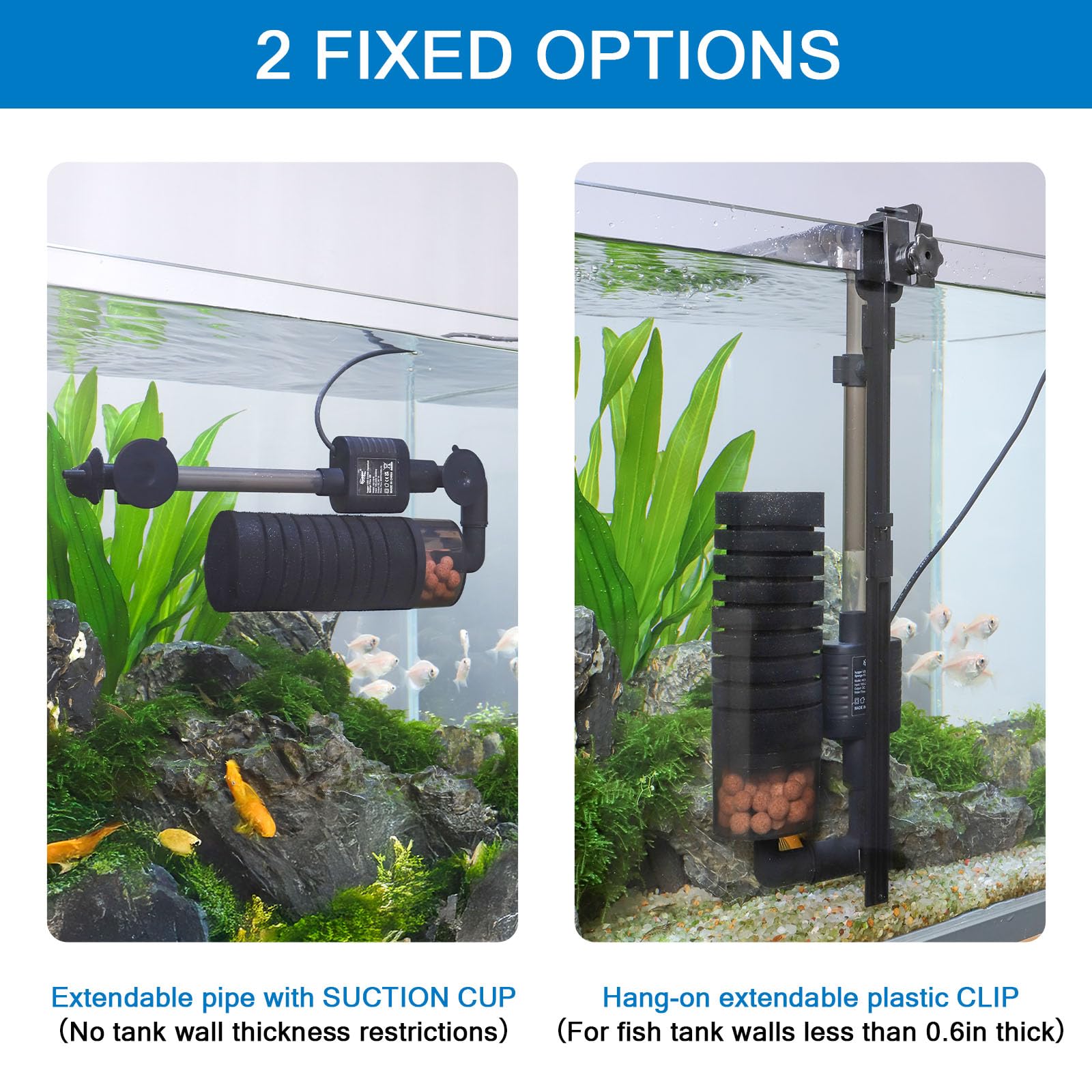 Hygger rain pipe outlet creates gentle rainfall-like circulation in the water.