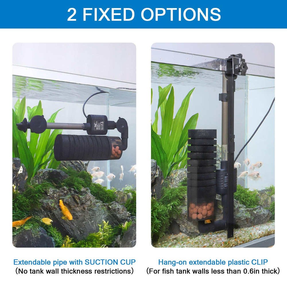 Hygger rain pipe outlet creates gentle rainfall-like circulation in the water.