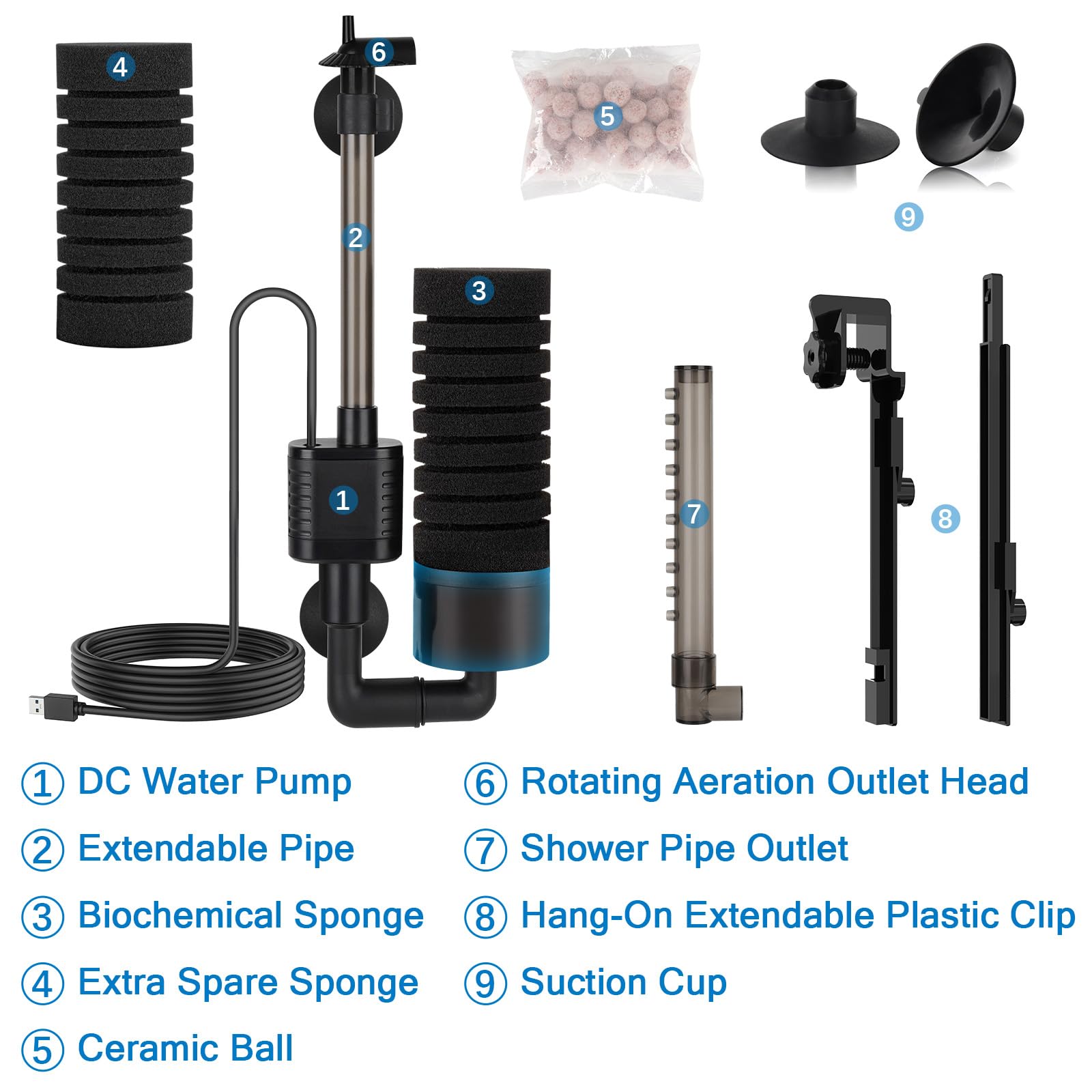 Hygger suction cup keeps the filter securely attached to glass.