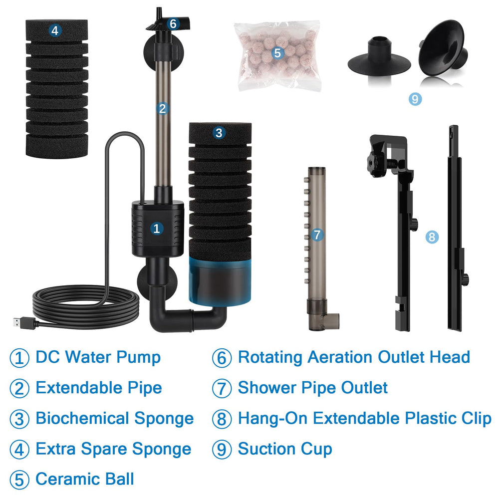 Hygger suction cup keeps the filter securely attached to glass.