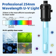 Hygger UV lamp connected to canister filter via hose