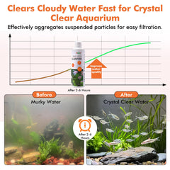 Hygger Water Clarifier inside tank shows rapid particle clumping for clearer water