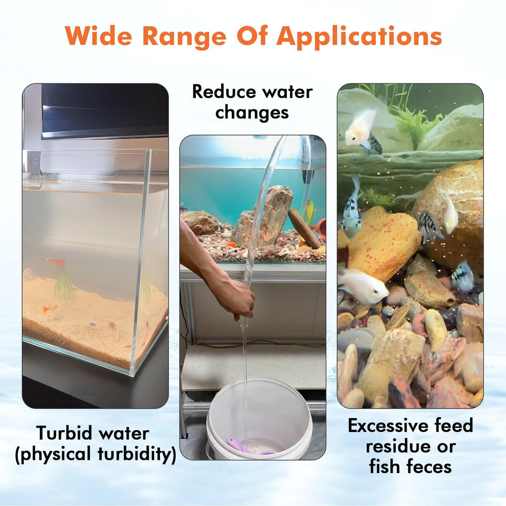 Hygger Water Clarifier packaging shot emphasizes compatibility with freshwater and saltwater ecosystems