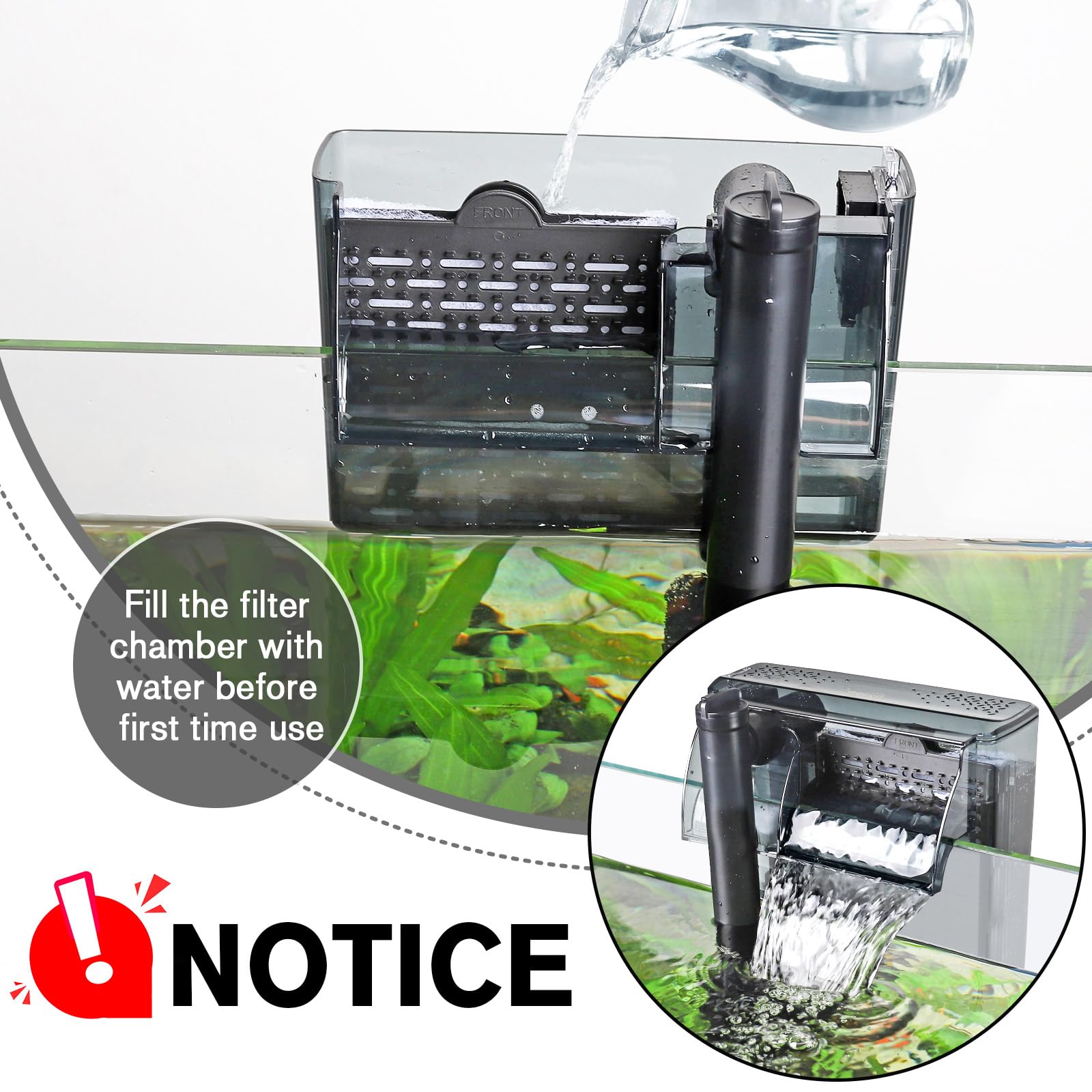 Hygger waterfall-like return promotes aeration and gentle circulation.