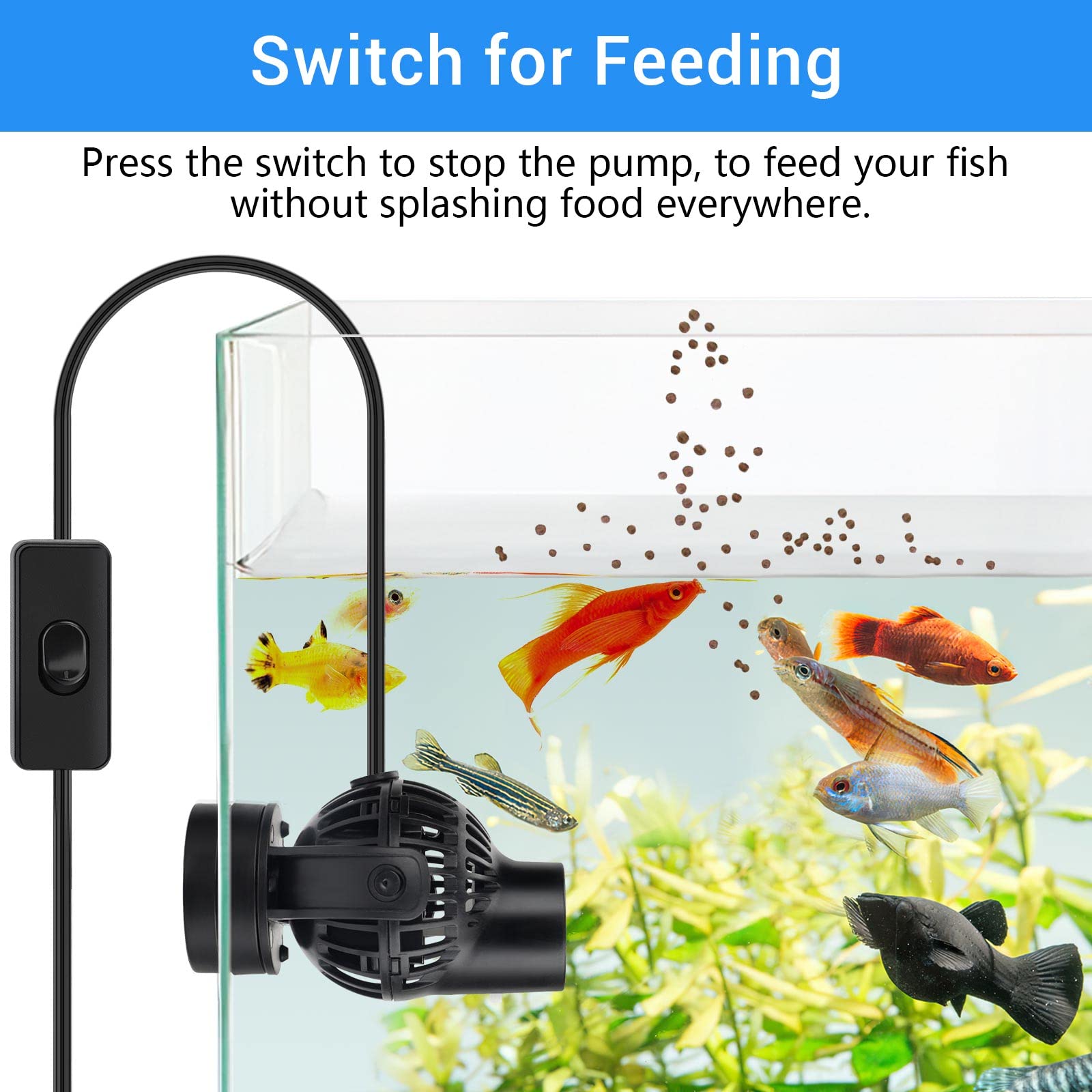 Hygger Wave Maker 360° rotation flow for comprehensive aquarium circulation.