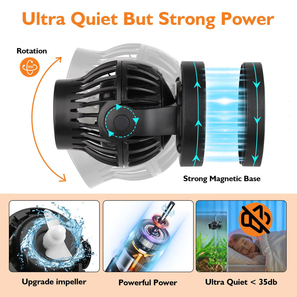 hygger wave maker in tank upper position creating adjustable wave flow