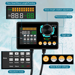 Hygger wave maker light sensor auto-adjusts flow with room lighting.