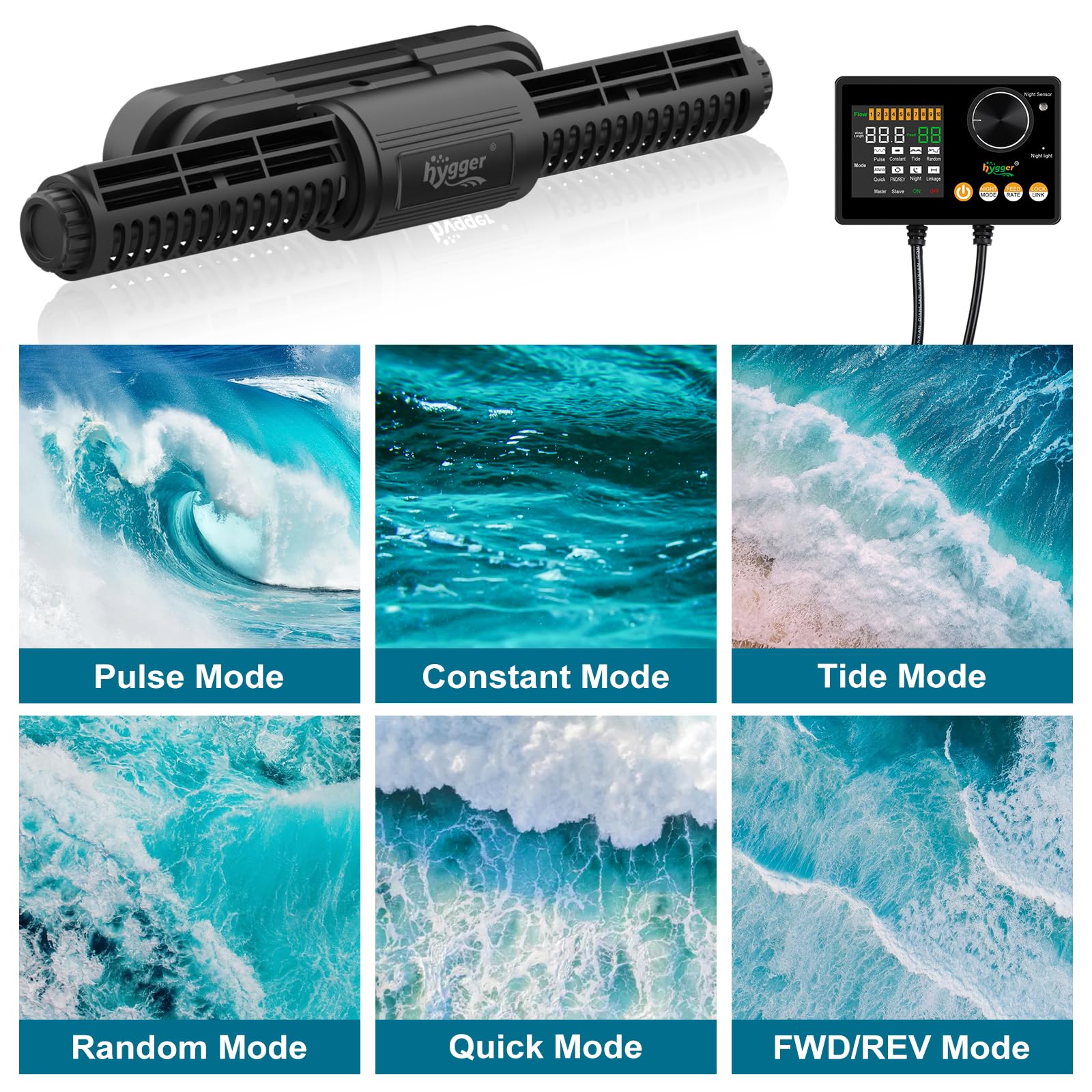Hygger wave outlet rotatable design for multi-angle flow
