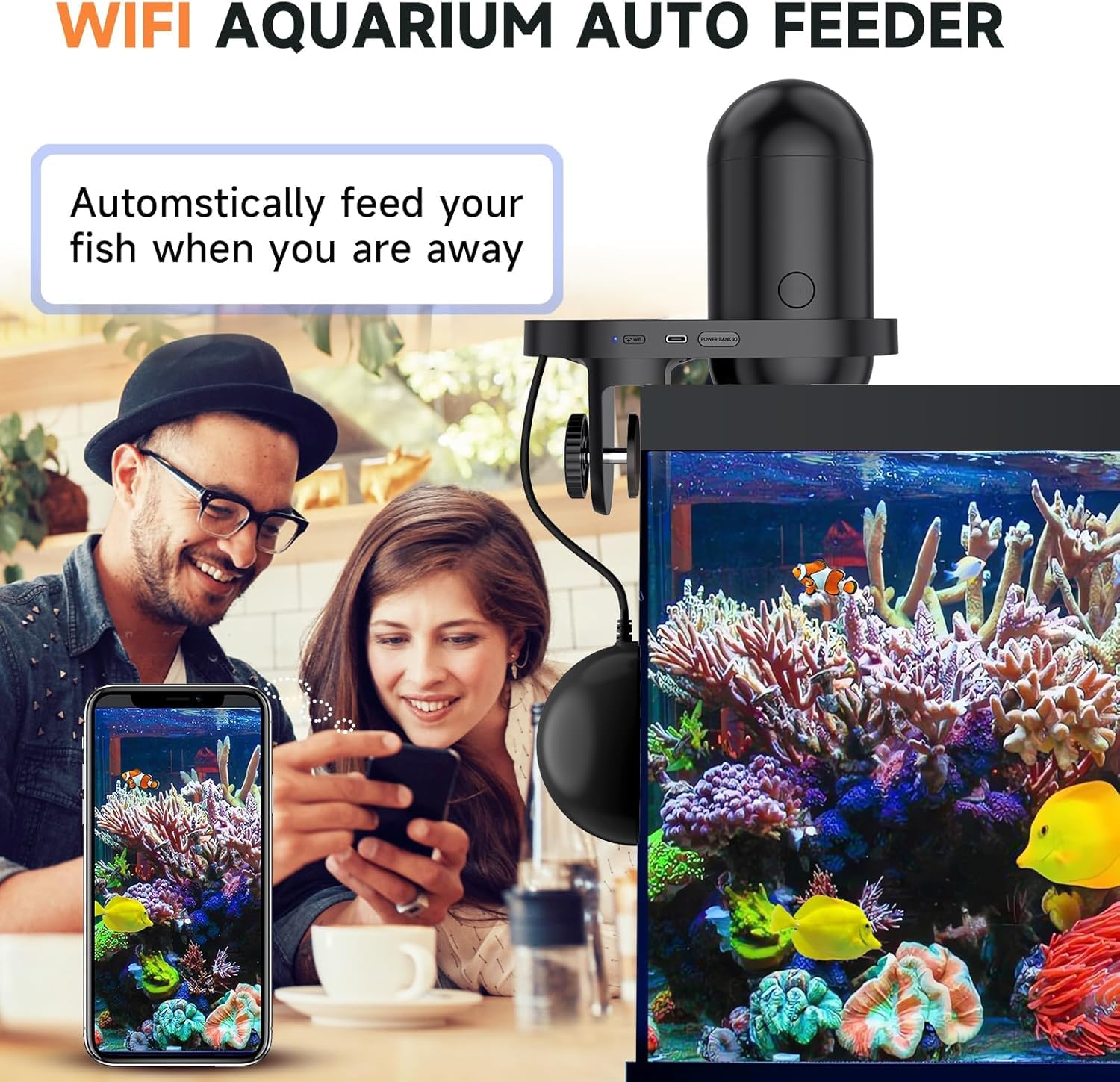 Hygger app-controlled feeder with camera captures feeding moments