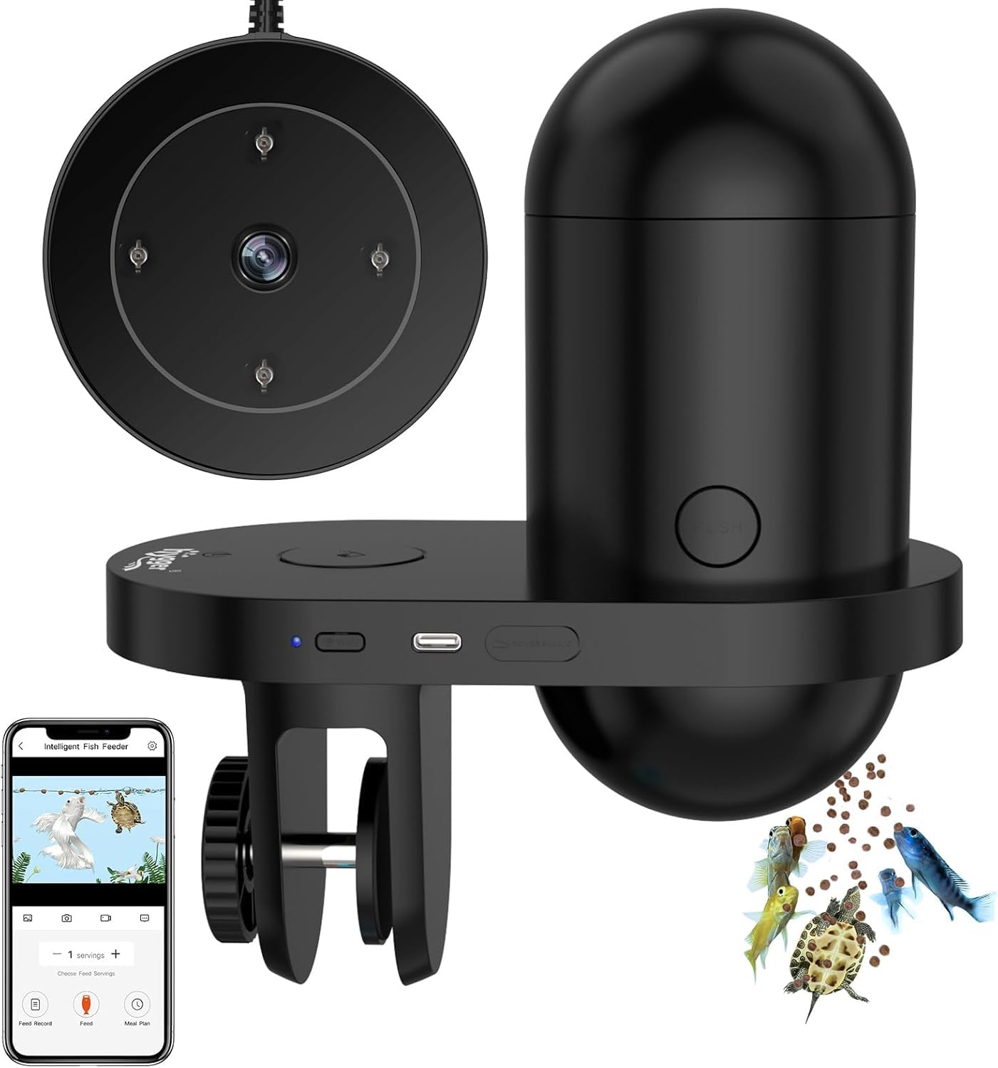 Hygger WiFi automatic fish feeder front view for remote feeding ease