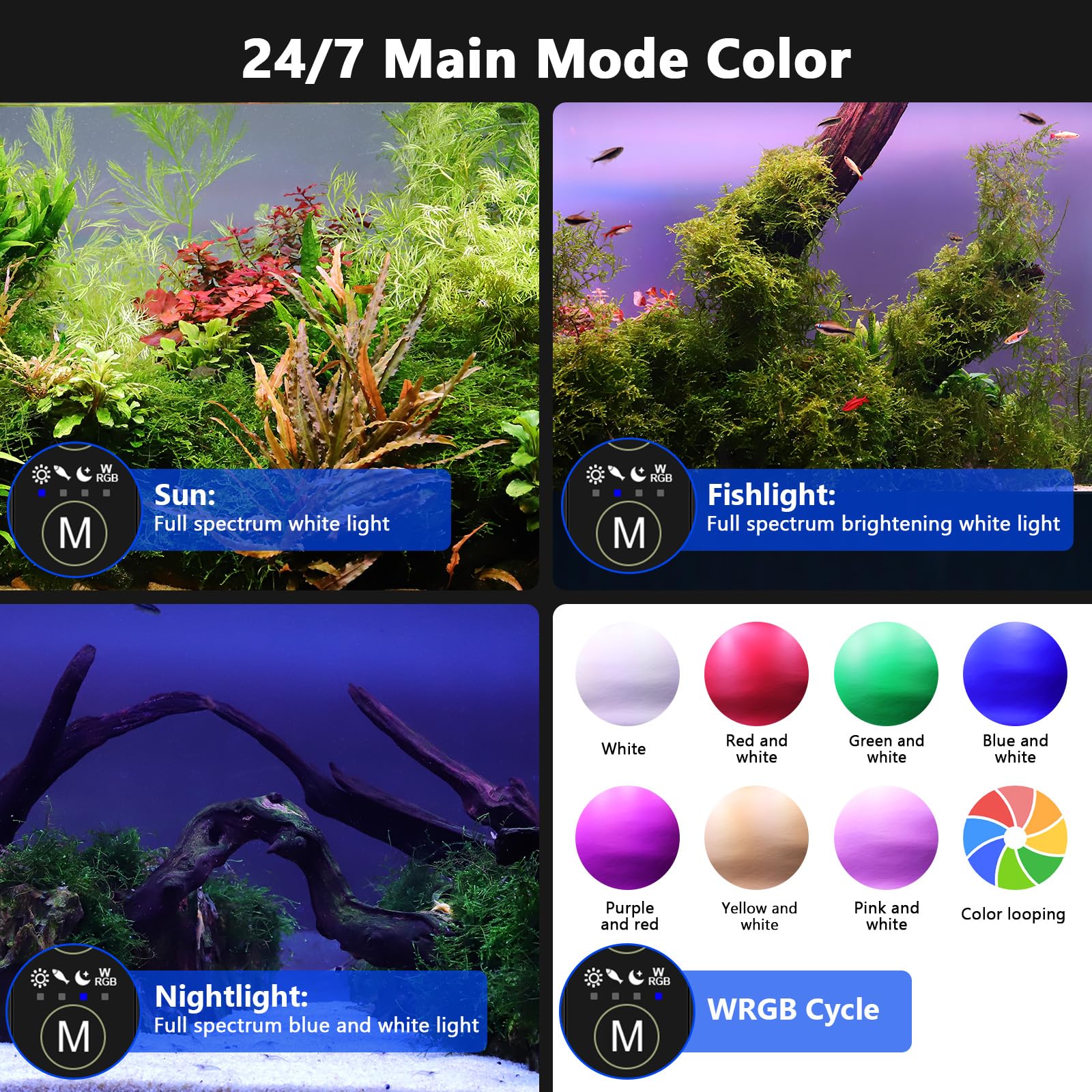 Hygger WRGB full-spectrum lighting for vibrant plant and fish colors