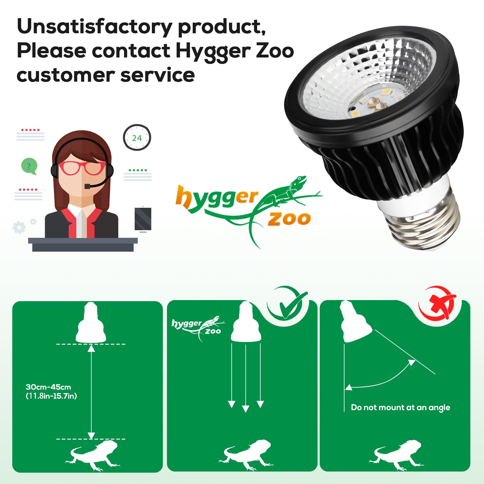 Hygger Zoo aluminum cover UVB lamp detail helping maintain cooler surface temperature.