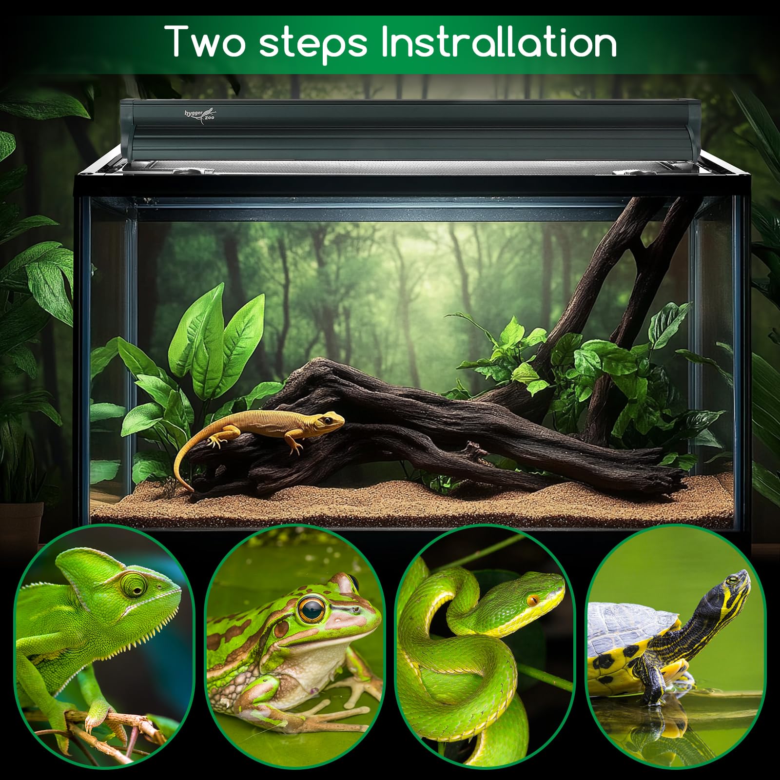 Hygger Zoo 10.0 UVB bulb supporting reptile activity and enclosure visibility