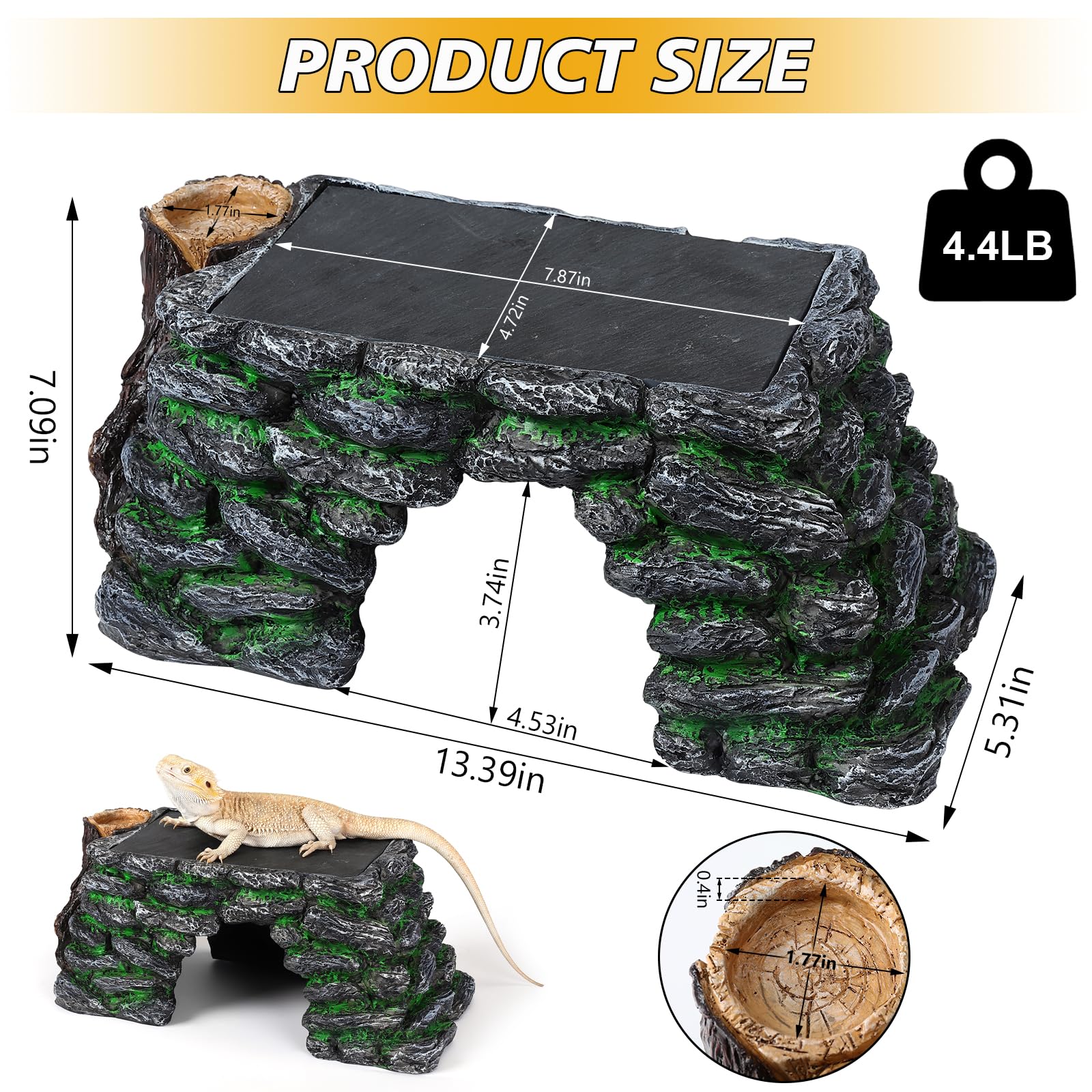 Hygger Zoo hide cave with slate top providing secure retreat