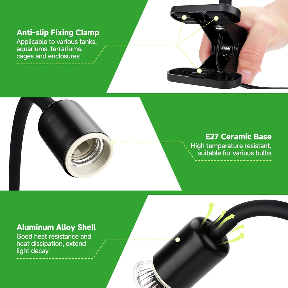 Hygger Zoo two 50W bulbs provide UVA light and heat