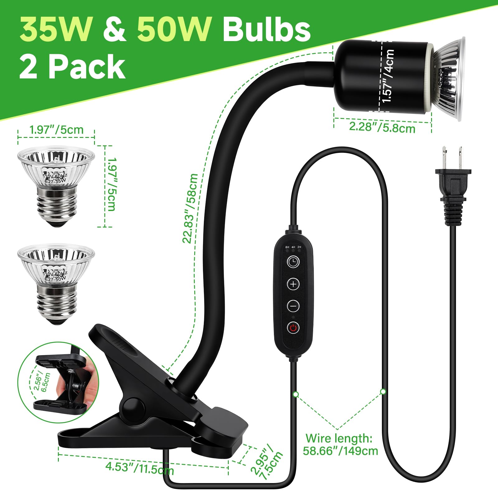 Hygger Zoo dual UVA UVB basking bulbs pair