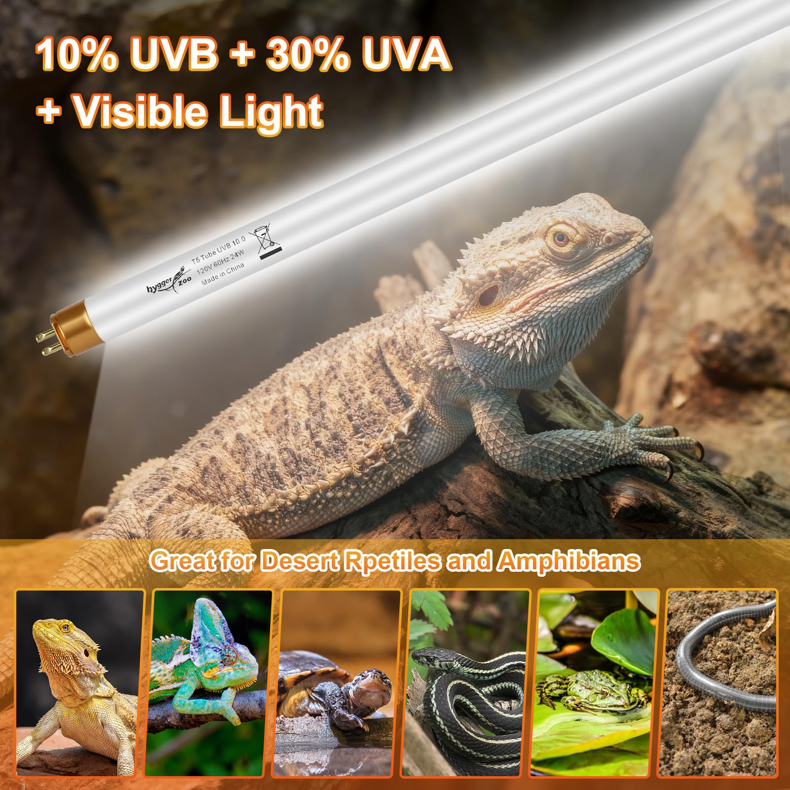 Hygger zoo T5 UVB 22in for chameleon sunning and natural color