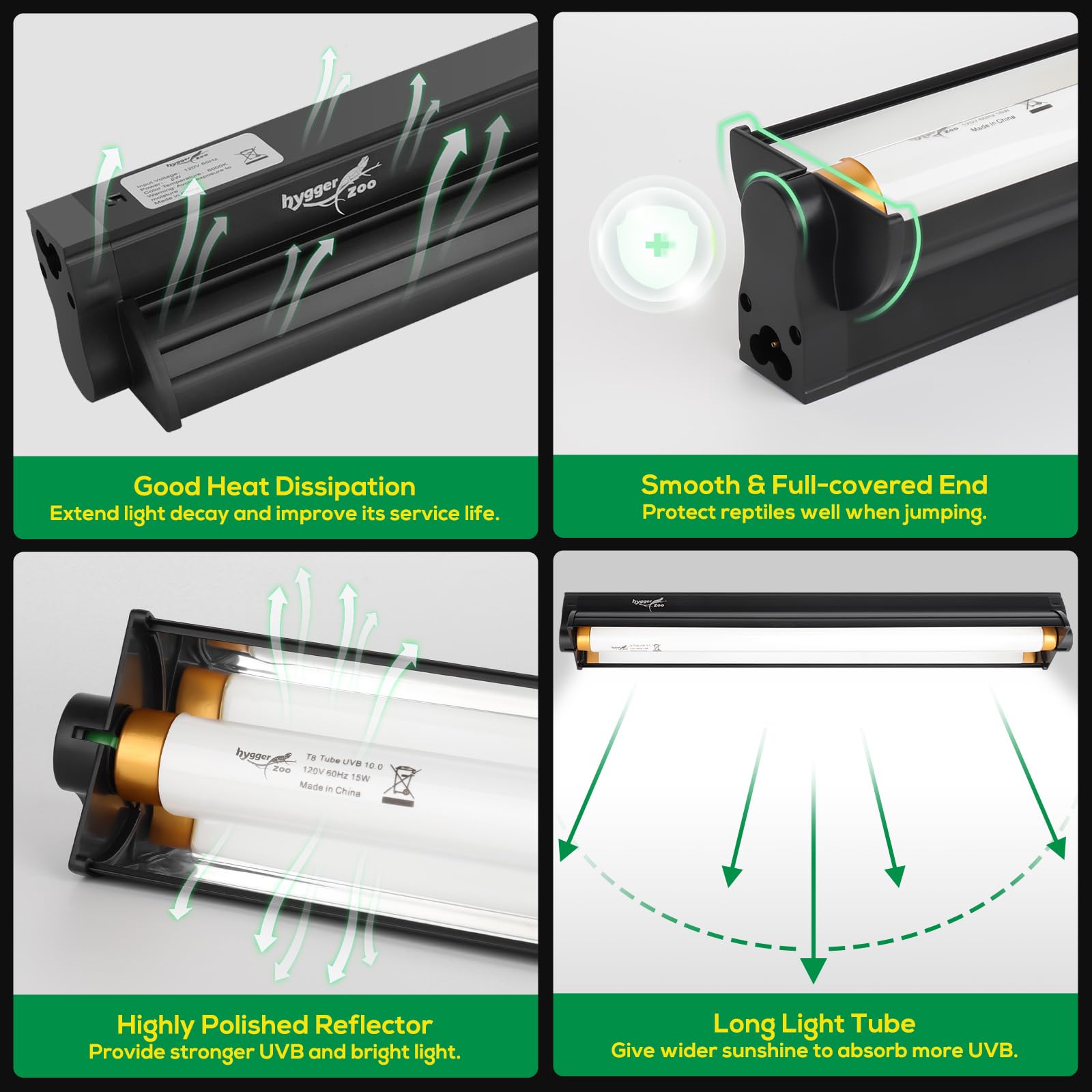 Hygger Zoo T5 UVB light fixture installed inside tank for close UVB exposure