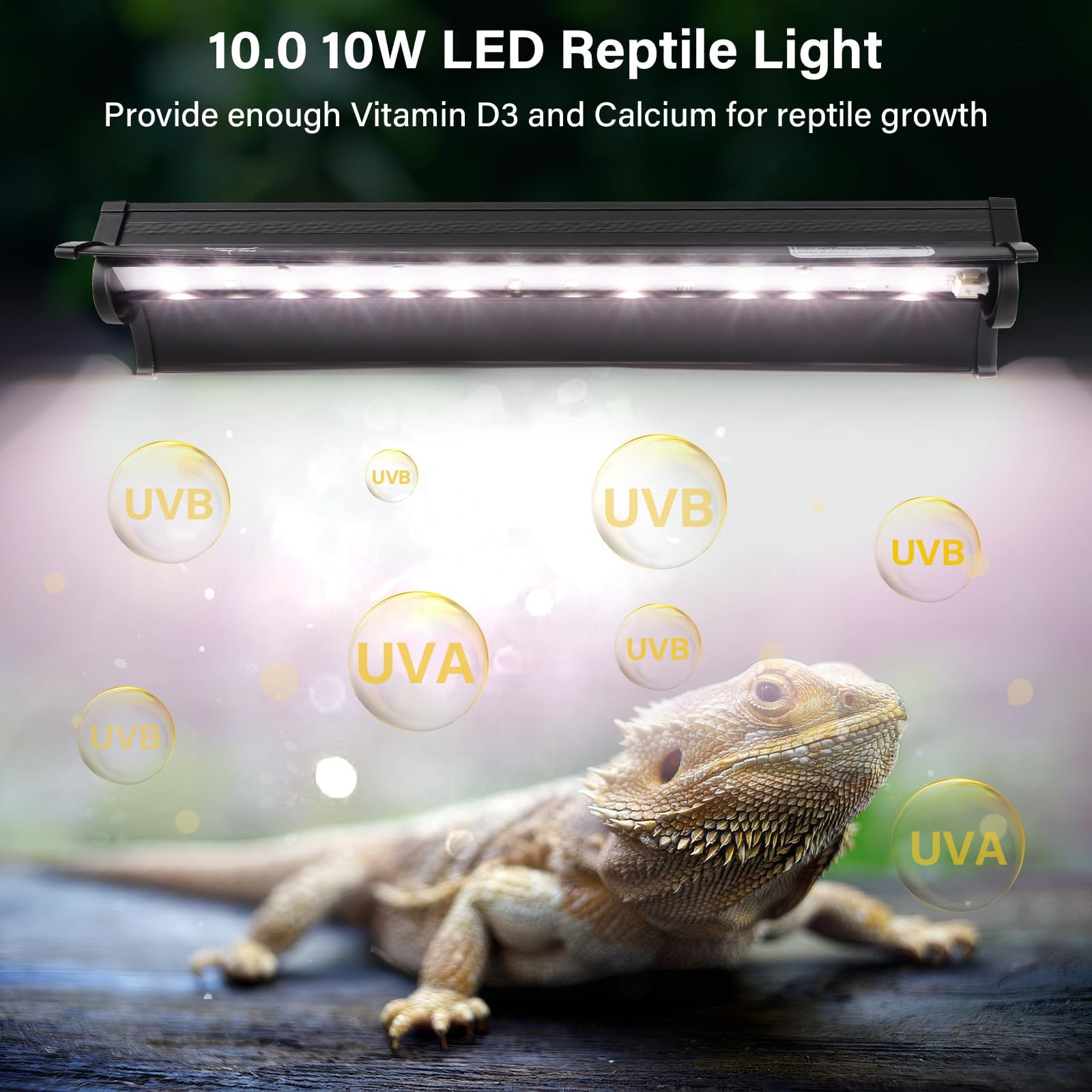 Hygger Zoo UVB Light 12-inch side view showing compact, efficient installation
