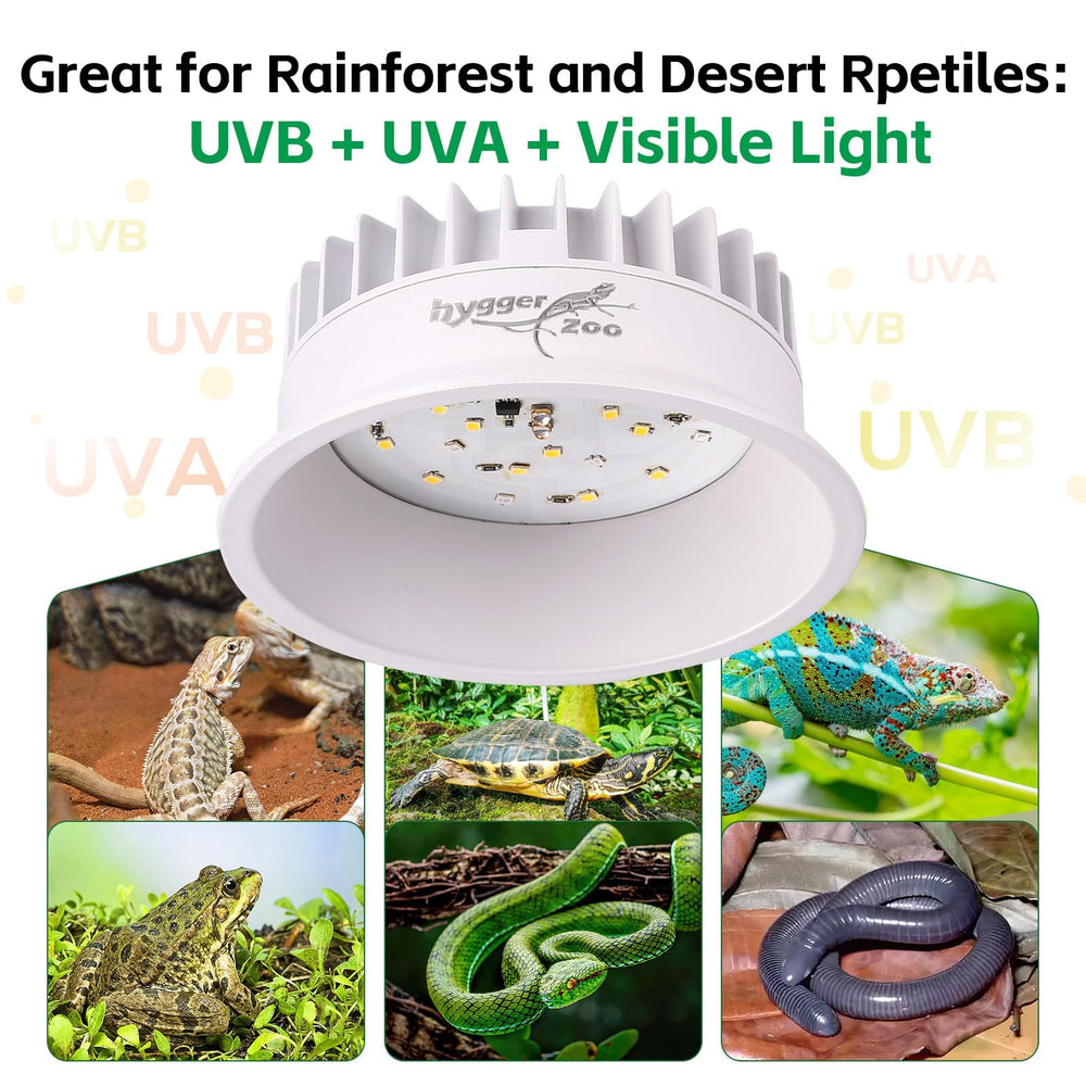 Hygger Zoo UVB light suitable for bearded dragons, chameleons, geckos, and turtles.