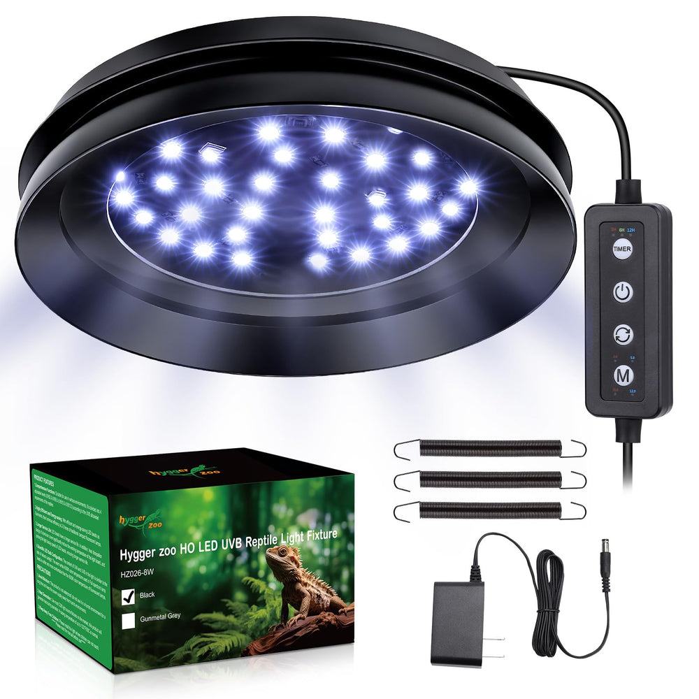 Hygger zoo UVB light mounted on mesh for easy tank setup and adjustable brightness