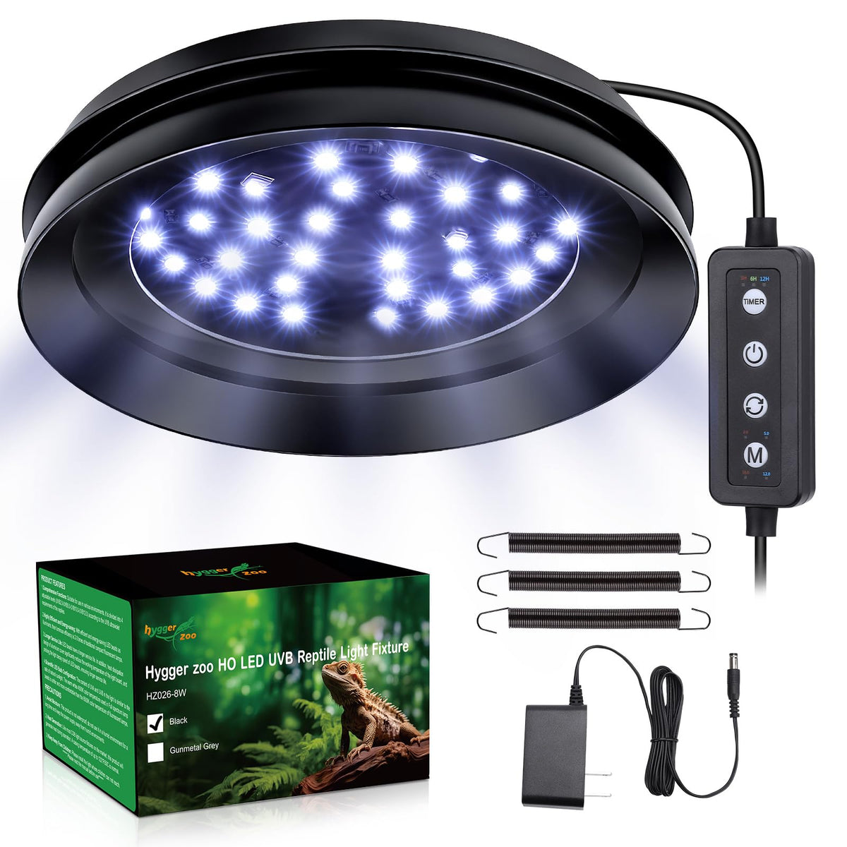 Hygger zoo UVB light mounted on mesh for easy tank setup and adjustable brightness