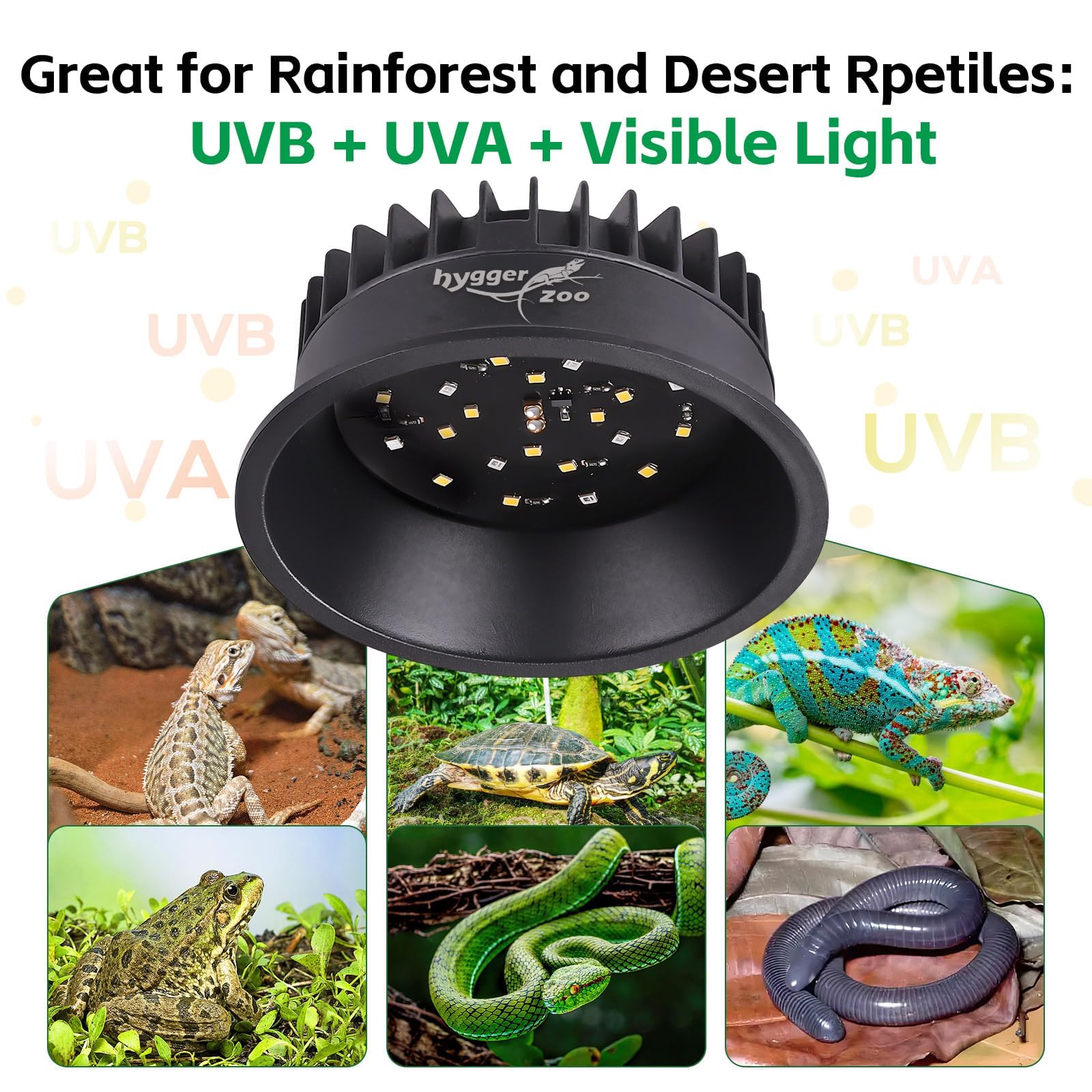 Hygger zoo UVB light suits gecko habitat lighting.