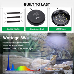 Hygger zoo UVB light installation options: magnet, mesh, or drilled wooden panel