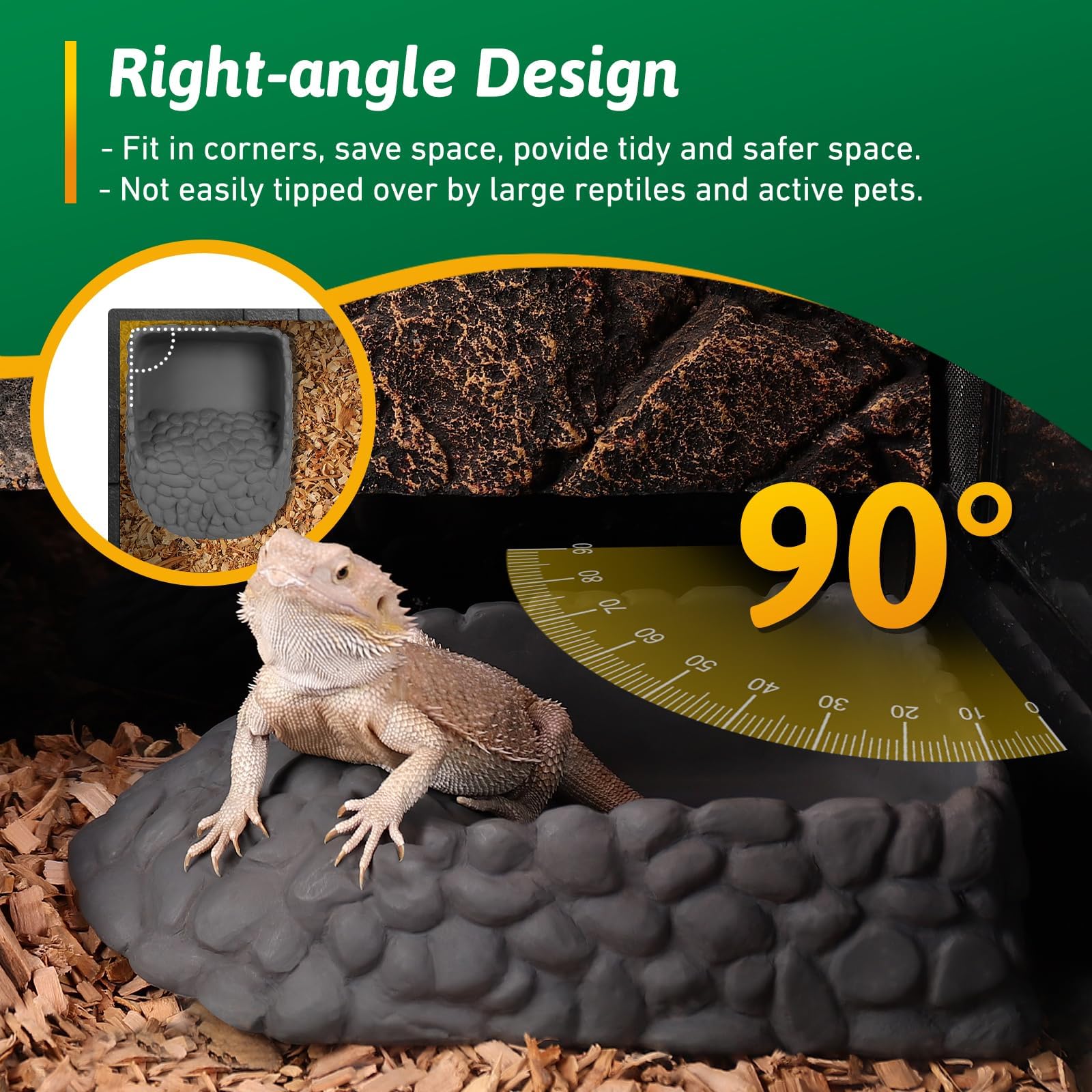 Hygger Zoo anti slip ramp water dish aiding easy feeding and drinking