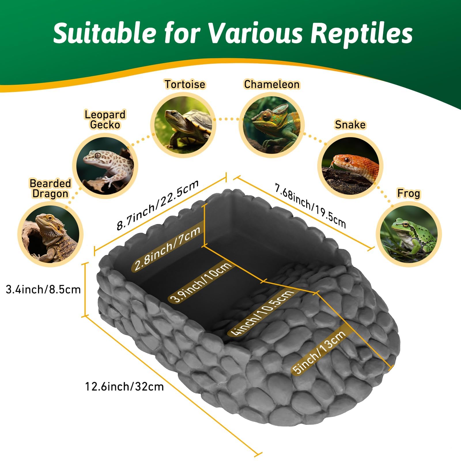 Hygger Zoo corner water dish for gecko tortoise and more