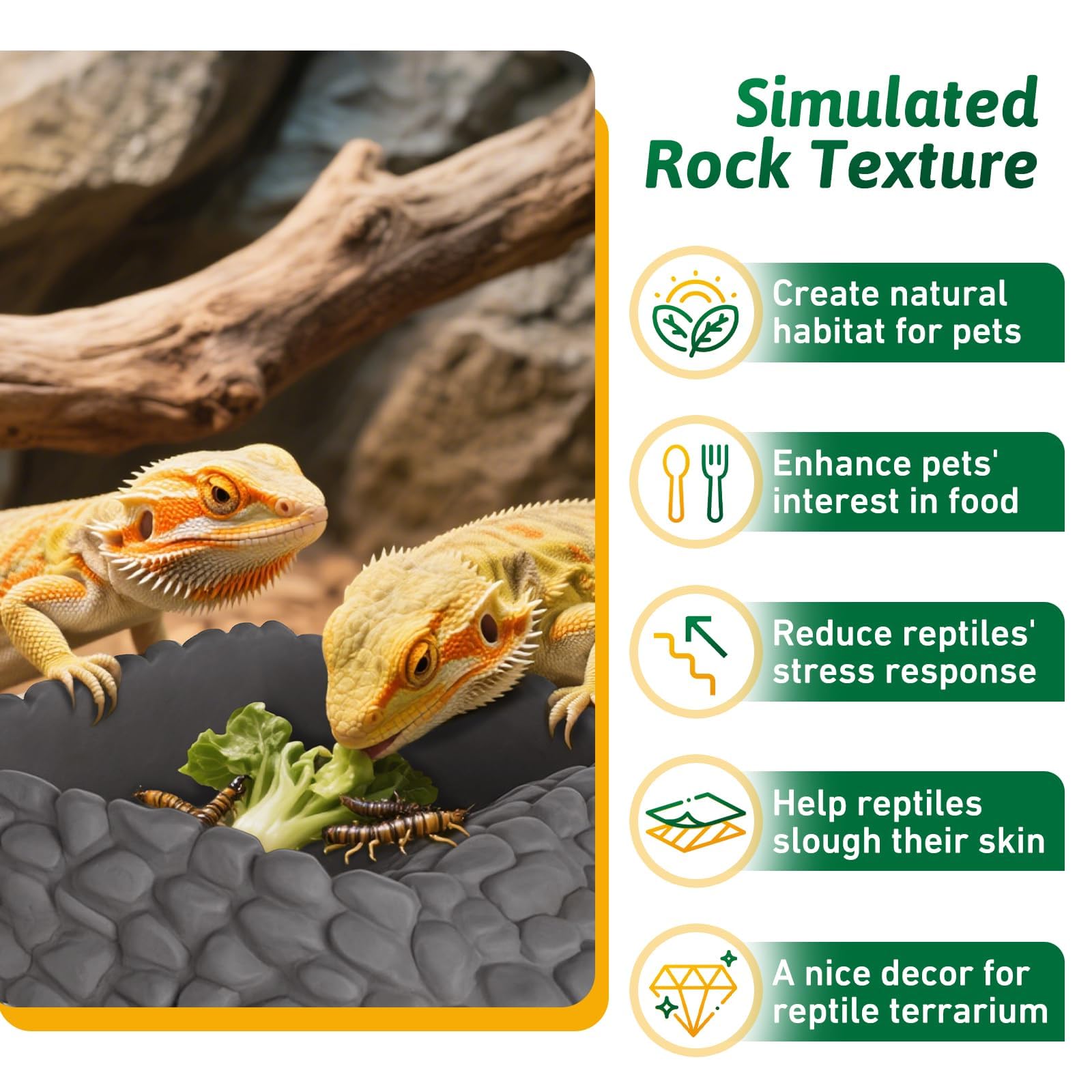 Hygger Zoo natural rock texture dish blends with terrarium decor