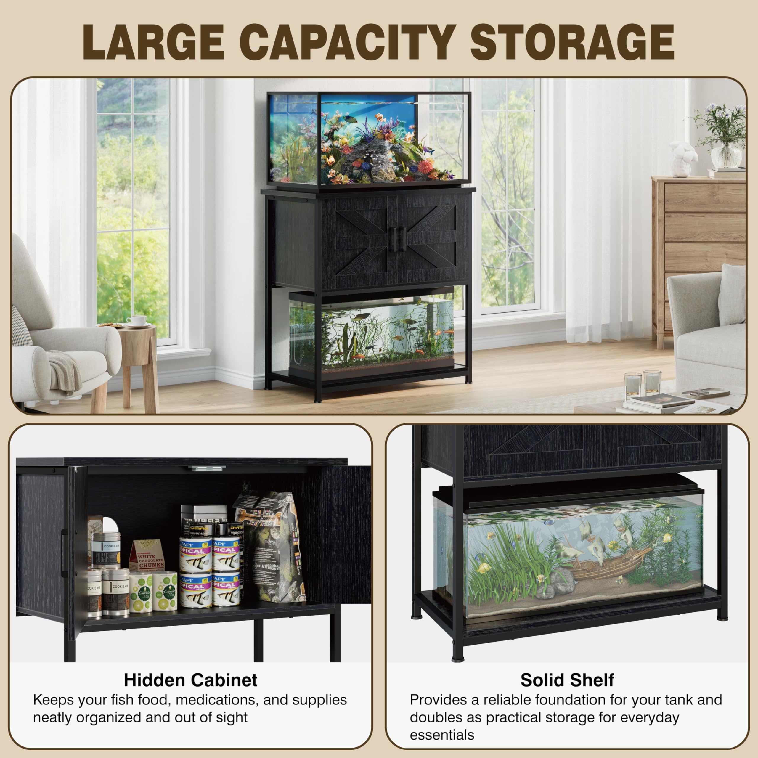 Hylemoros stand middle cabinet design adds discreet storage for gear