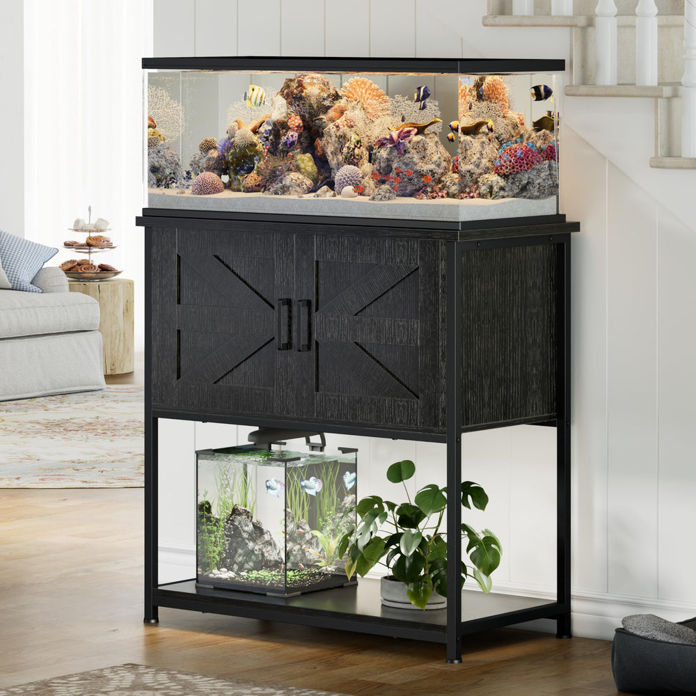 Hylemoros living room setup with the aquarium stand as a centerpiece
