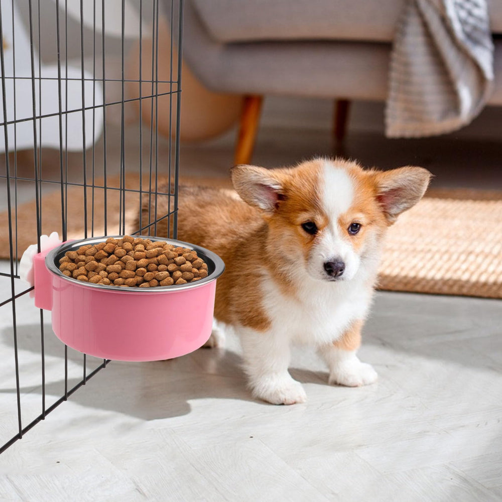 Hypeety pink dual-bowl set designed for small pets