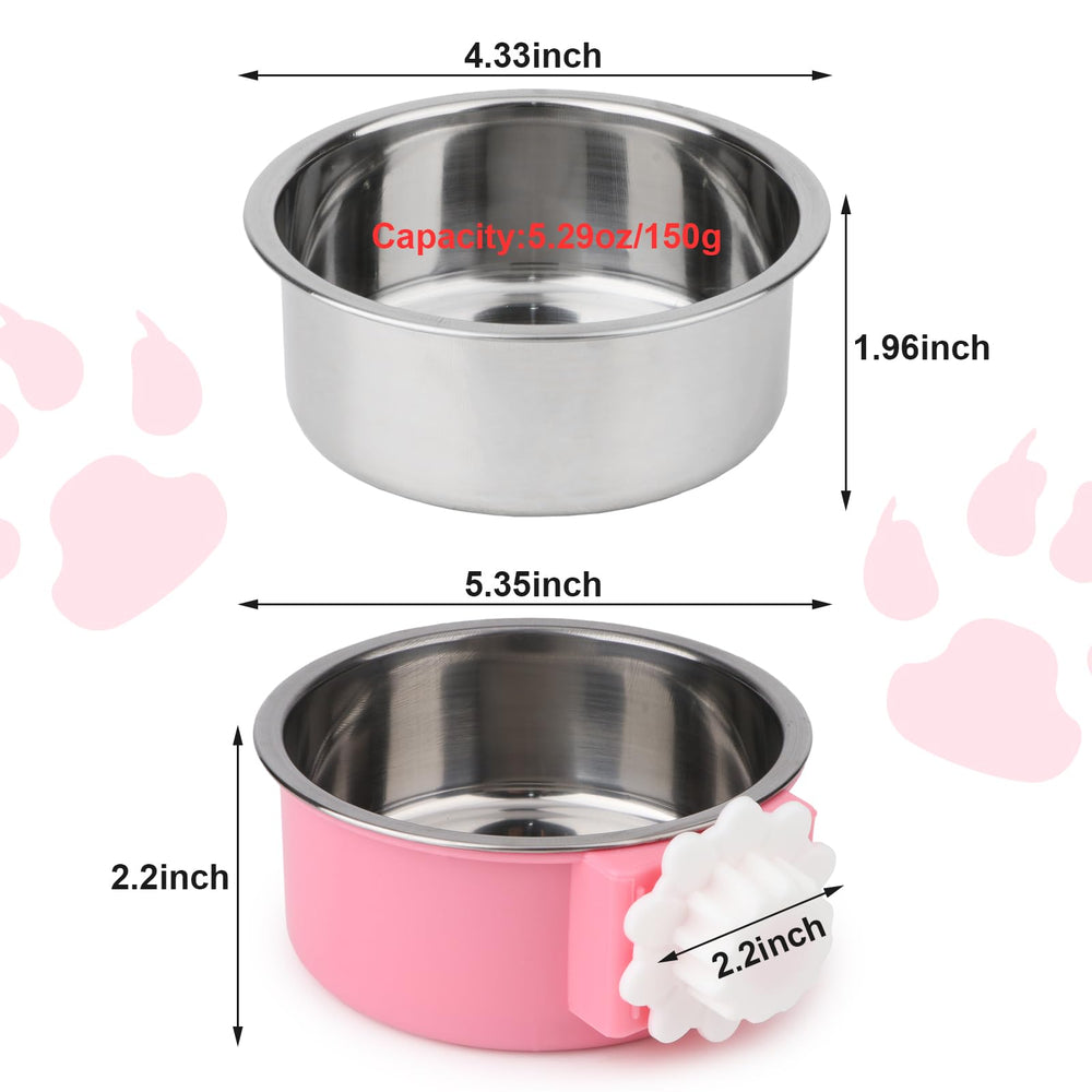 Hypeety stainless steel bowl with clip-on design for crate mounting