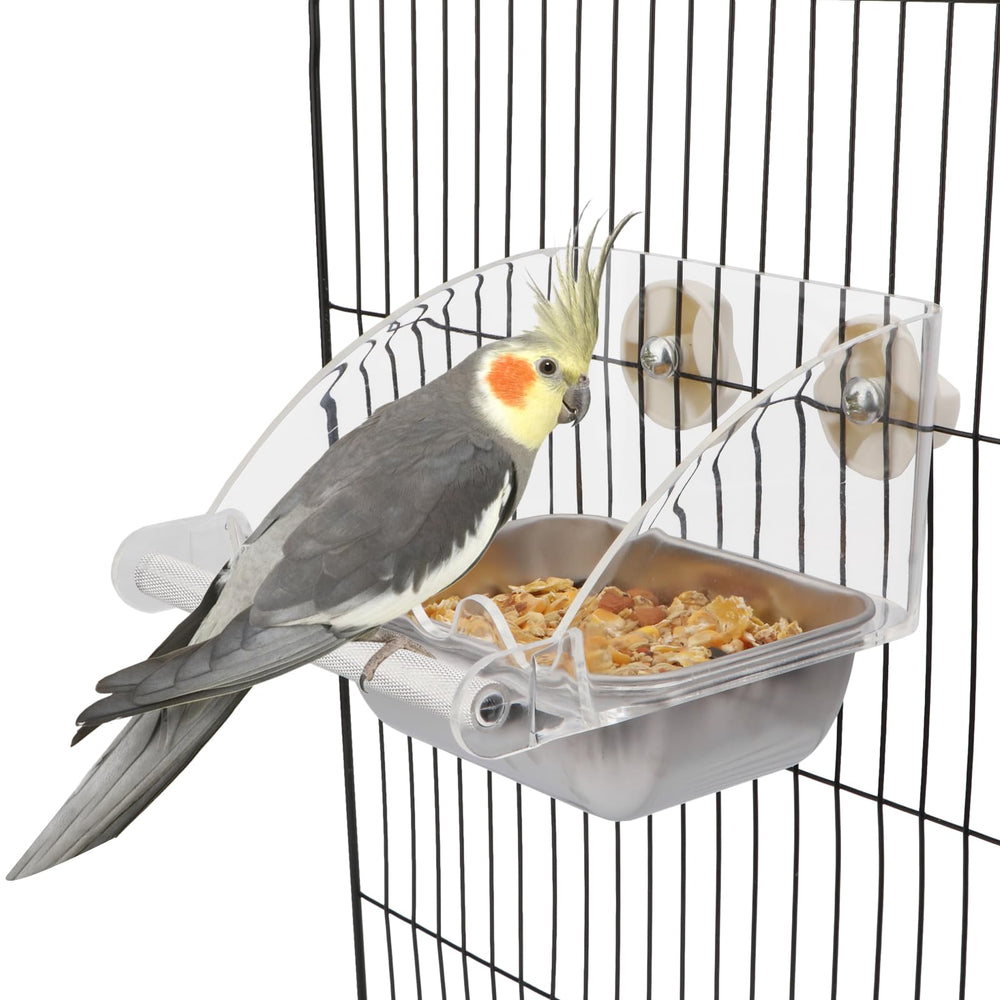 Hypeety transparent bird feeder with clear window for quick seed checks.