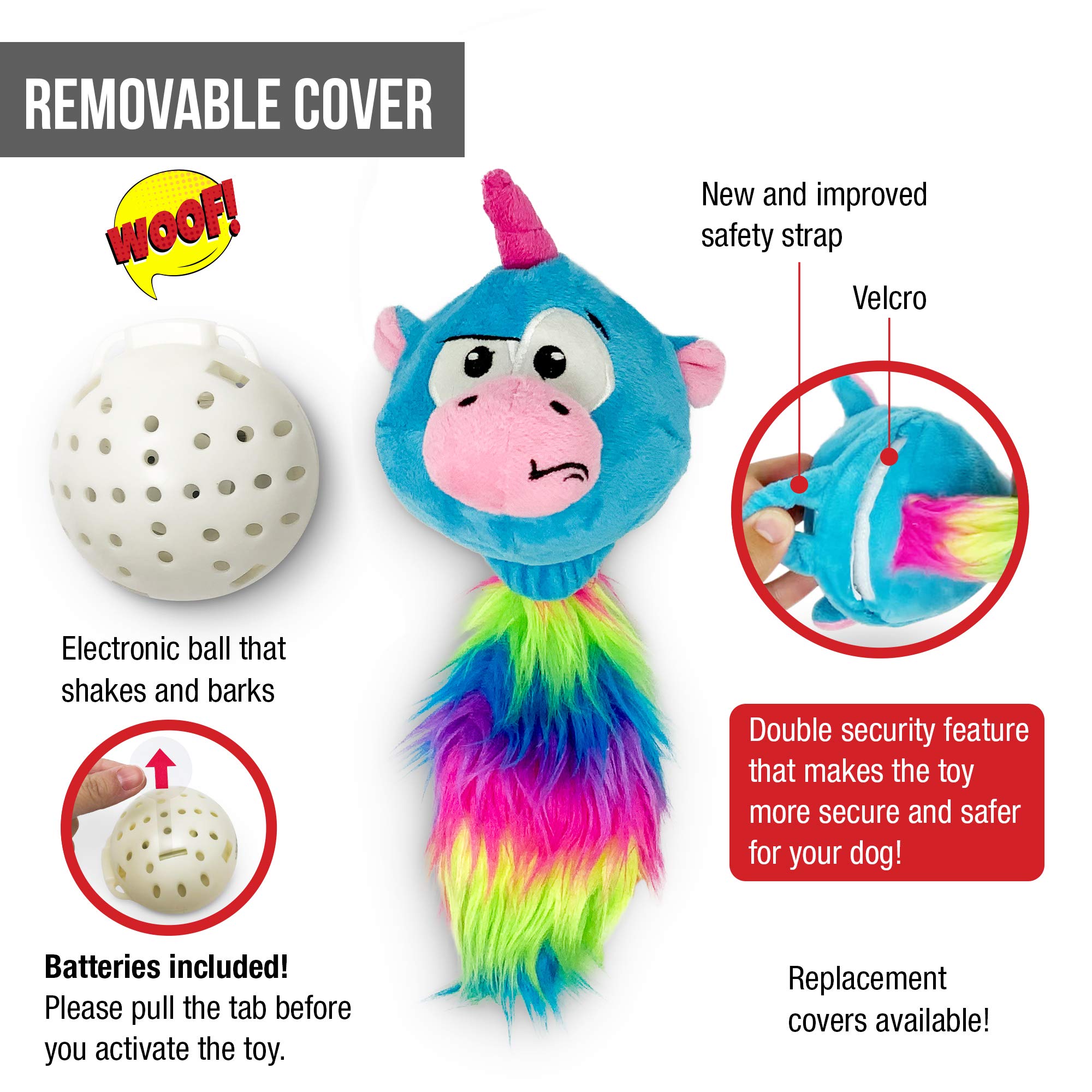 Hyper Pet Doggie Pal Unicorn battery compartment allows easy replacement for longer fun.