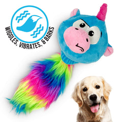 Hyper Pet Doggie Pal Unicorn vibrates for engaging stimulation during fetch.